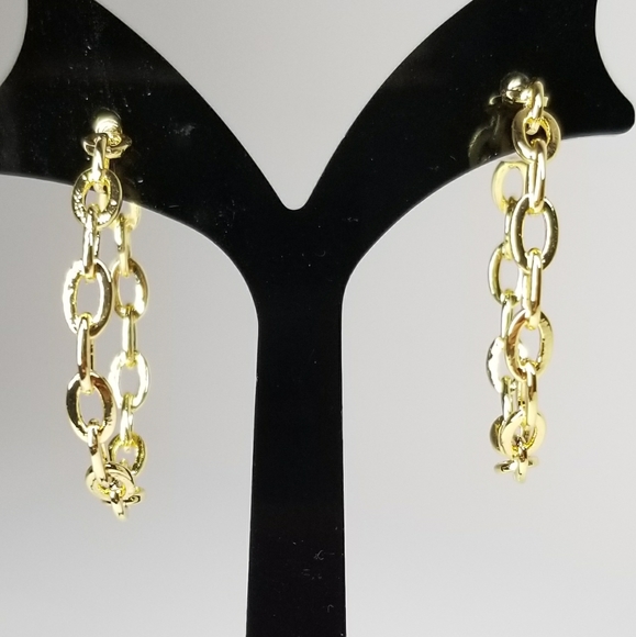 NEW Paperclip Chain Links Hoop Earrings - Picture 4 of 7
